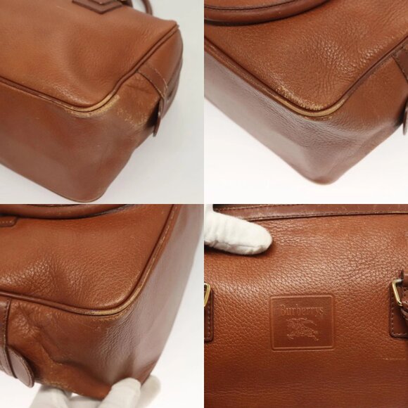 Burberrys Hand Bag Leather Brown Gold Auth ep9811 - Picture 14 of 15